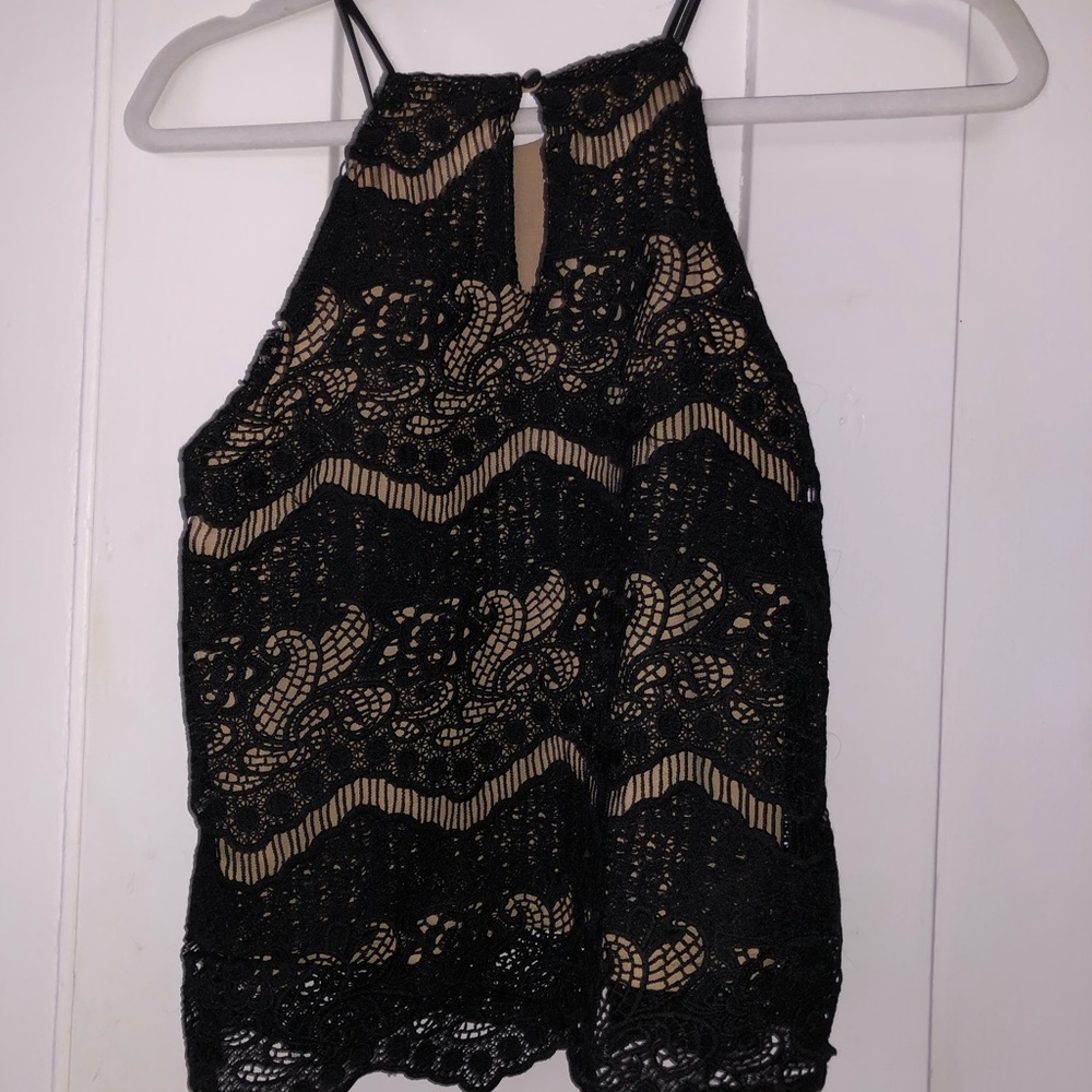 Lace tank top with nude under